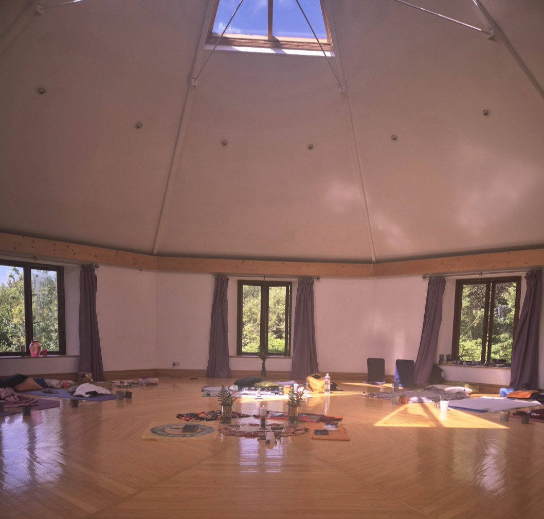 Retreat room with skylight and mats laid out ready for the group